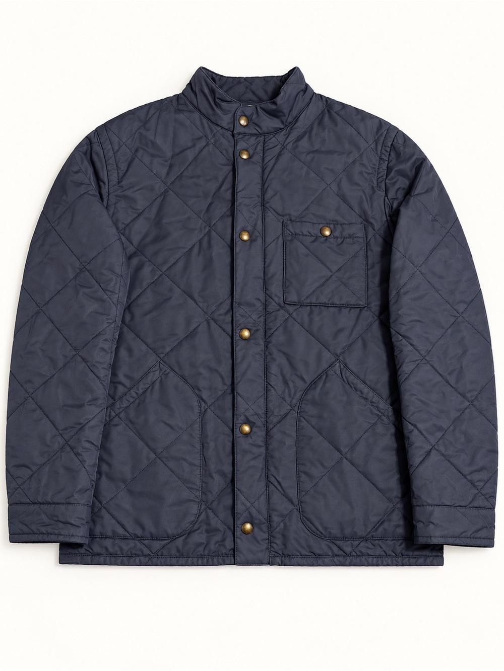 J. Crew Vintage Quilted Navy Snap-Front Jacket